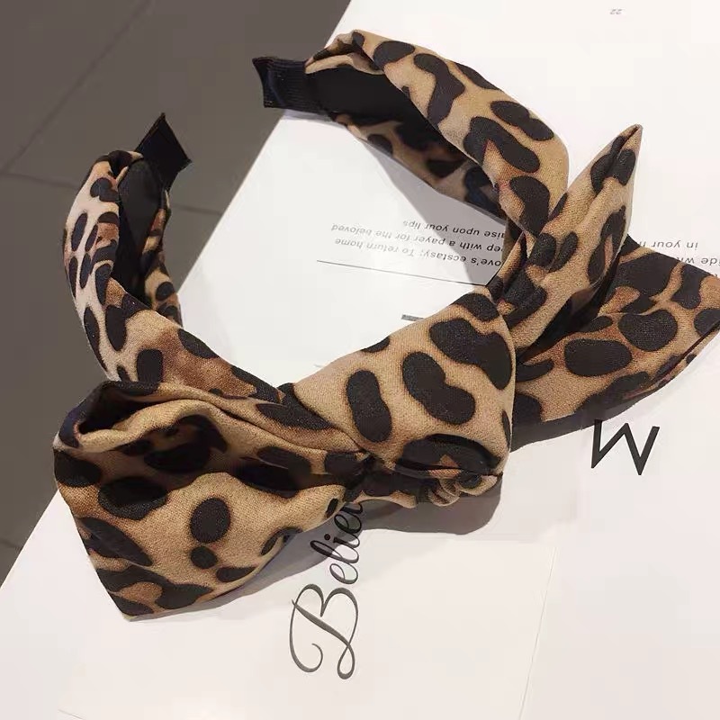 Bowknot Headband Female Korean Simple Adult Leopard Print Headband Pressure Hair Net Red Hairpin Female 2018 New Head Accessories