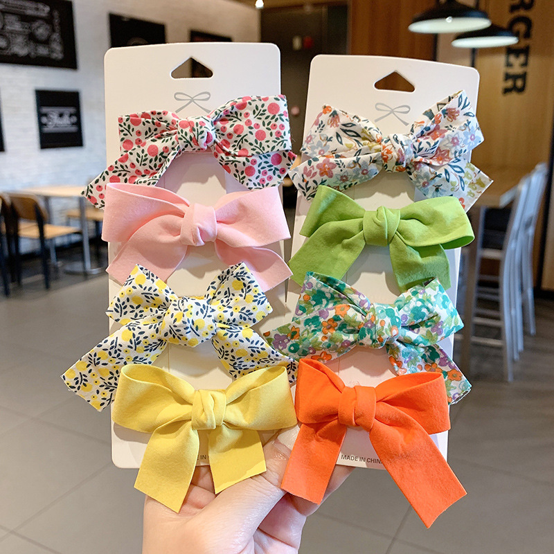 Cute Neighbor Baby Hair Clip Pastoral Temperament Cloth Clip Children&#039;s Hair Accessories Wholesale Bowknot Hairpin