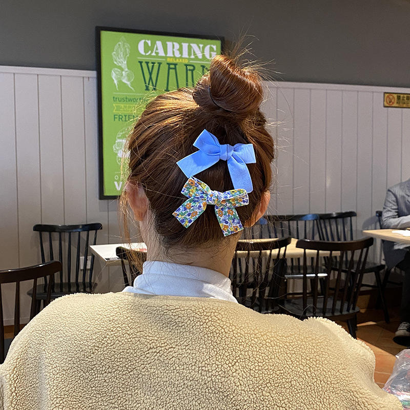 Cute Super Fairy Fabric Floral Headdress Hairpin Korean Internet Celebrity Hair Accessories for Women Bowknot Hairpin