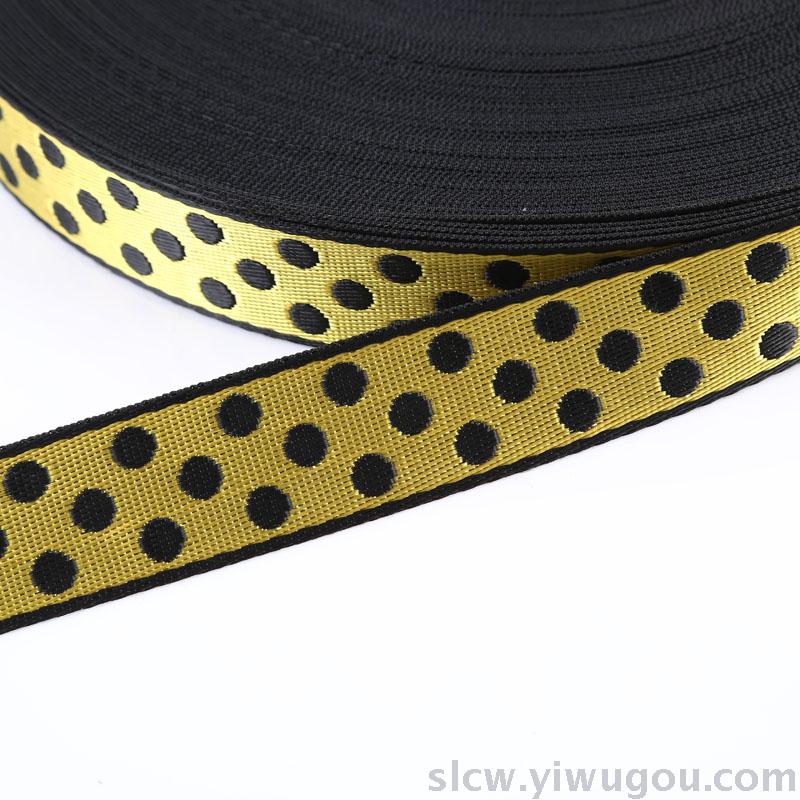 Factory direct sale of the multicolor printing polka dot multicolor printing ribbon with double hook strap.