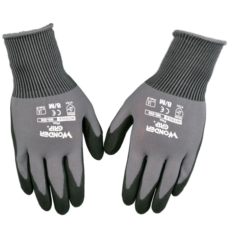  Nitrile Frosted Gloves Labor Protection Oil-Proof Dipping Fine Work Breathable and Wearable Garden Non-Slip Nylon Glove