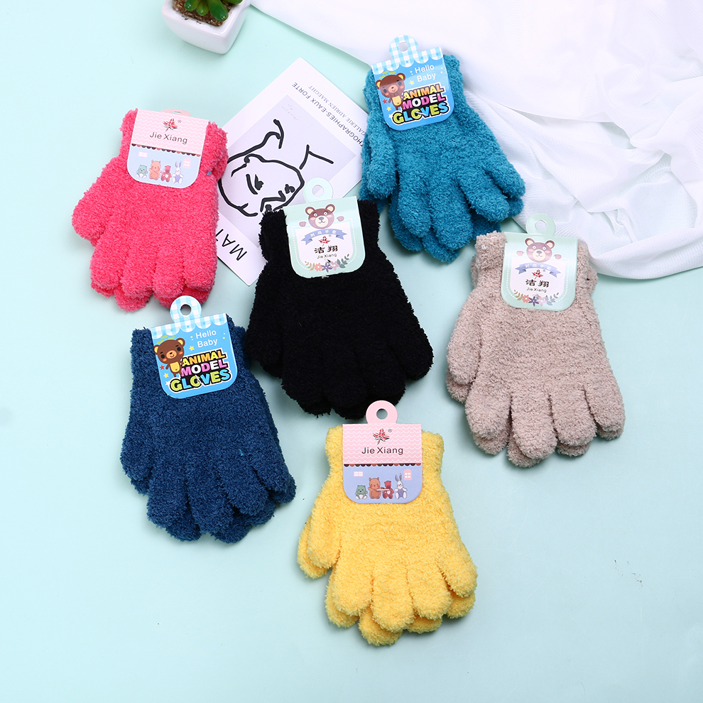 Children&#039;s Gloves Boys Boys Autumn Five Finger Girls Open Finger Primary School Students Half Finger Thin Wool Keep Warm