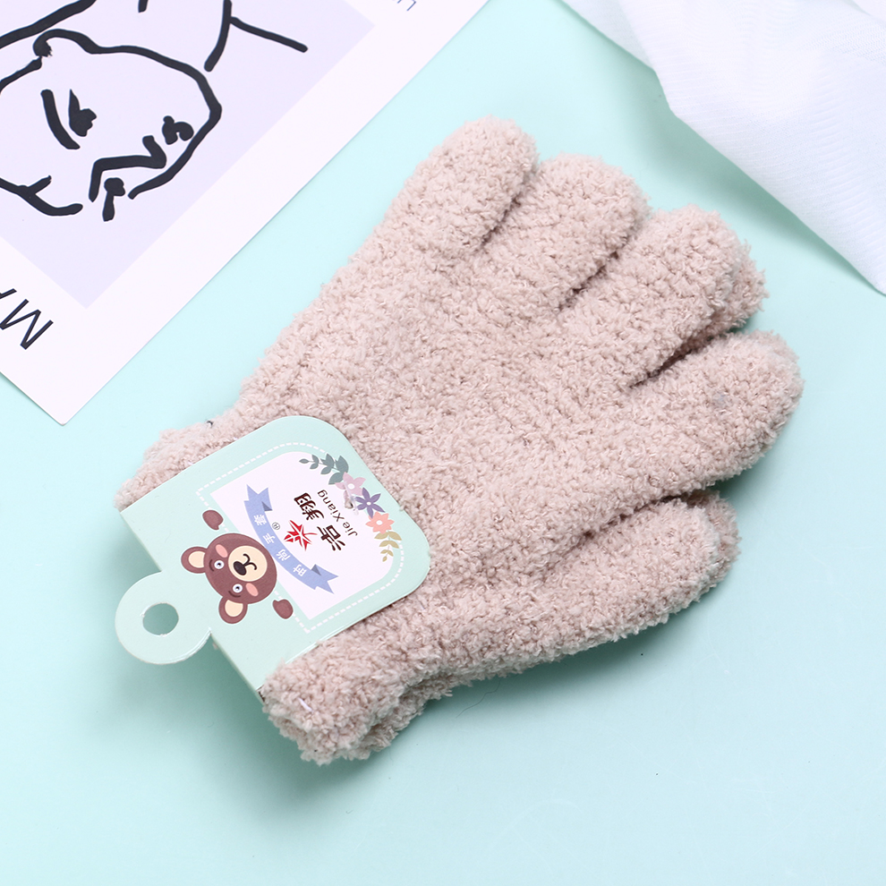 Children&#039;s Gloves Boys Boys Autumn Five Finger Girls Open Finger Primary School Students Half Finger Thin Wool Keep Warm