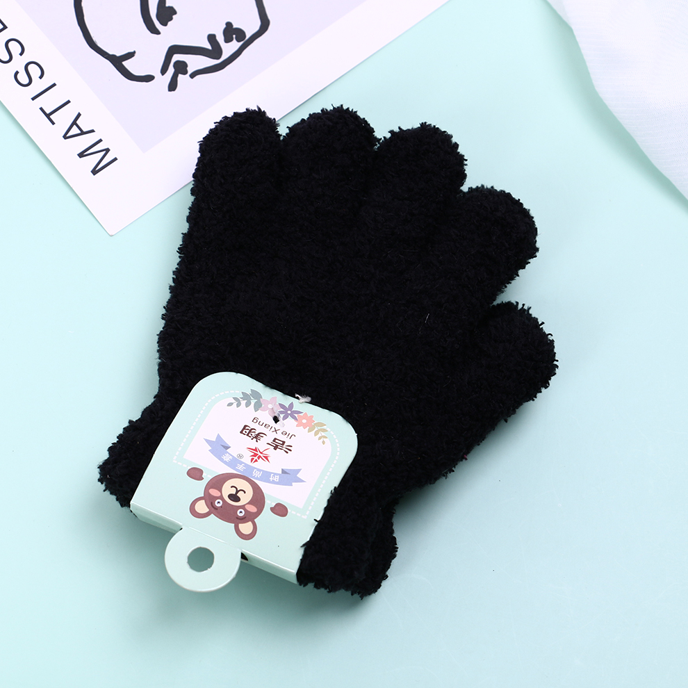 Children&#039;s Gloves Boys Boys Autumn Five Finger Girls Open Finger Primary School Students Half Finger Thin Wool Keep Warm