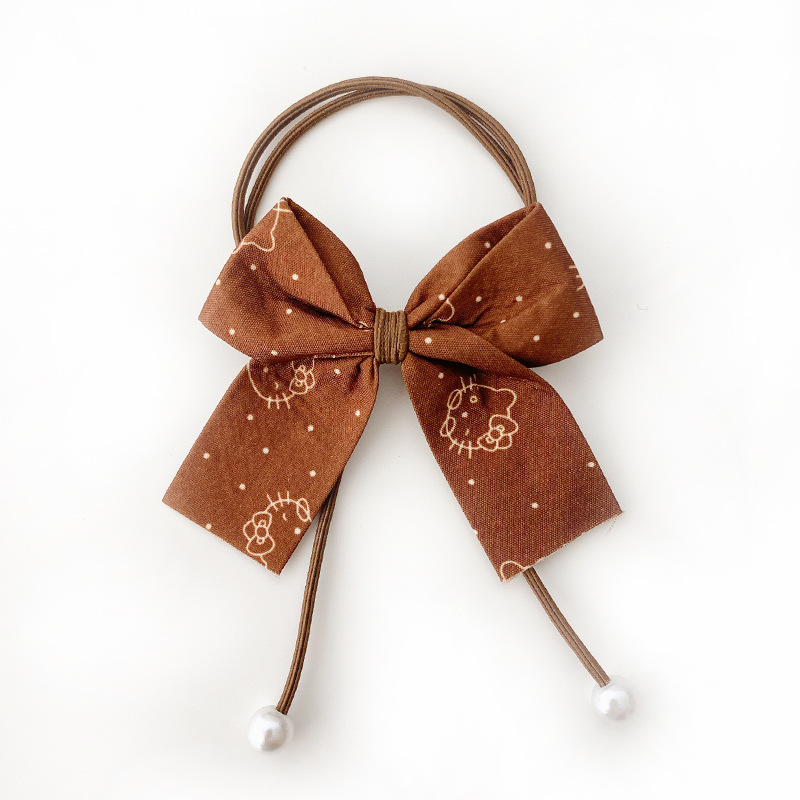 Bowknot Tie  Style Milk Tea Color Bowknot Hair Ring Ins Korean Style New Hair Rope Girl Hair Band Head Rope Headdress
