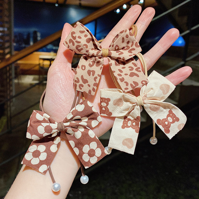 Bowknot Tie  Style Milk Tea Color Bowknot Hair Ring Ins Korean Style New Hair Rope Girl Hair Band Head Rope Headdress