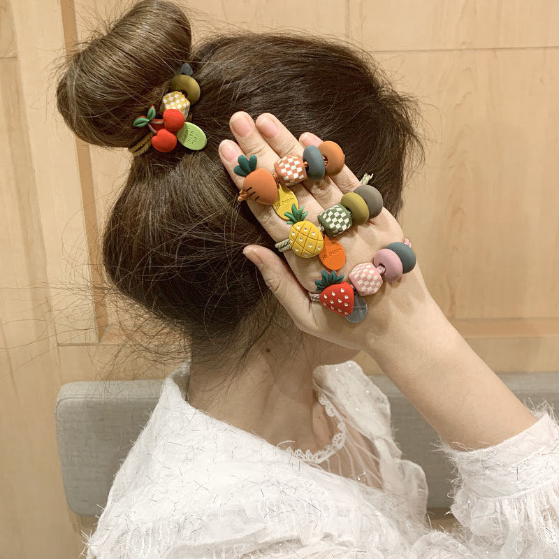 Pearl Hairtie Rubber Band Hair Band Korean Style Large Intestine Ring Hair Rope Lace Strap Bow Hair Bowknot Tie