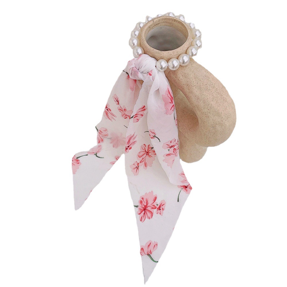 Pearl Hairtie Rubber Band Hair Band Korean Style Large Intestine Ring Hair Rope Lace Strap Bow Hair Bowknot Tie