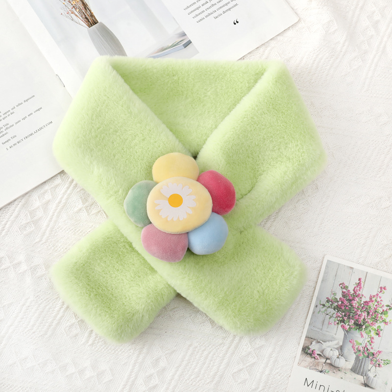 Children&#039;s Scarf Autumn and Winter New Korean-Style Cute Super Cute Plush Cartoon Sun Flower Cross Men and Women Keep Baby Warm Bandana