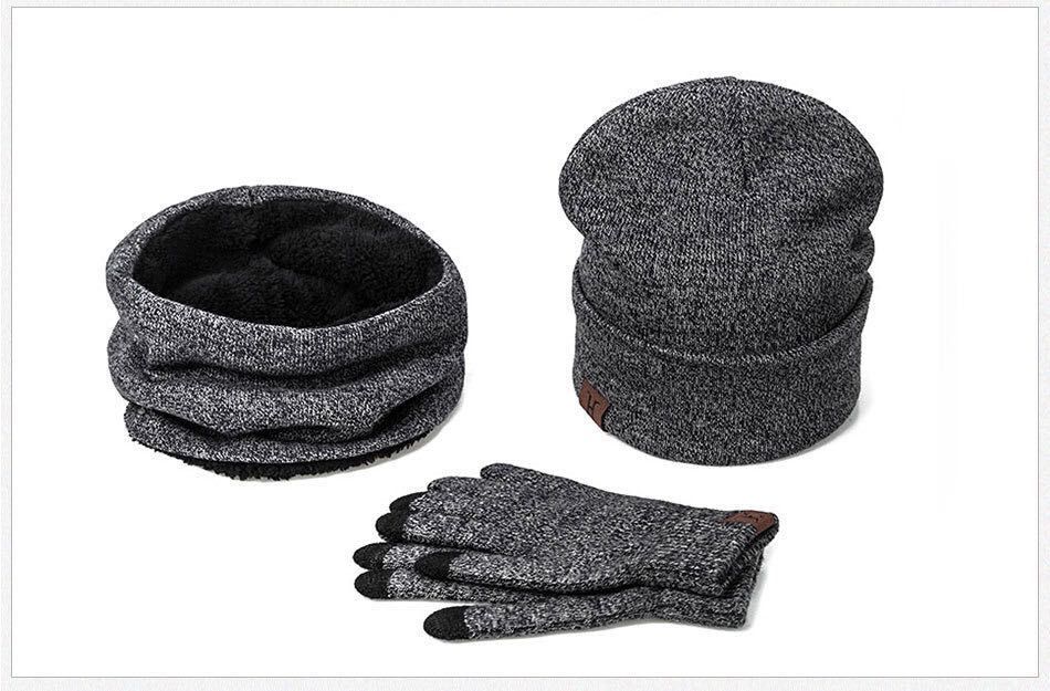 Internet hot seller amazon American hot style AB yarn hat scarf gloves three-piece set
