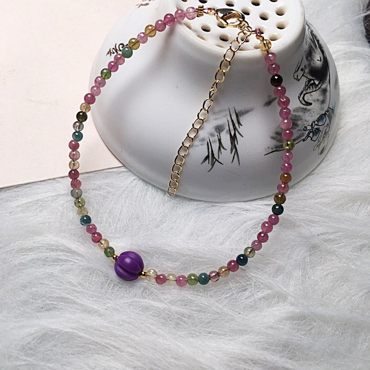 Mesa Crystal Wholesale Natural Candy Color Tourmaline Bracelet Purple Mica Candy Bead