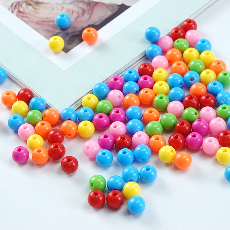 4mm-18mm Straight Hole No Hole round Beads Solid Color Acrylic Candy Beads Clothing Accessories Dyed Beads Candy Bead