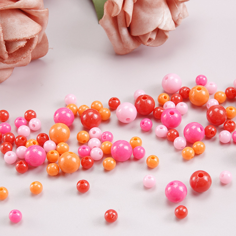 4mm-18mm Straight Hole No Hole round Beads Solid Color Acrylic Candy Beads Clothing Accessories Dyed Beads Candy Bead