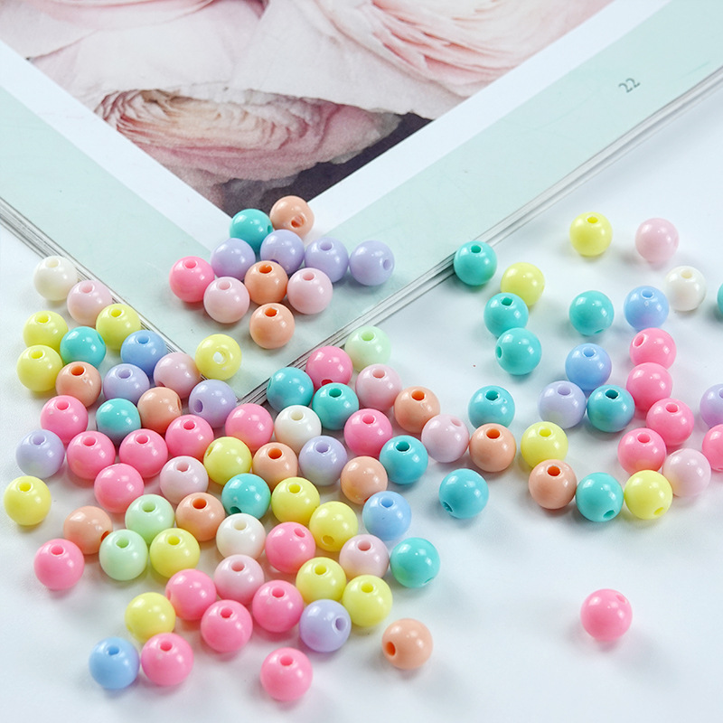 4mm-18mm Straight Hole No Hole round Beads Solid Color Acrylic Candy Beads Clothing Accessories Dyed Beads Candy Bead