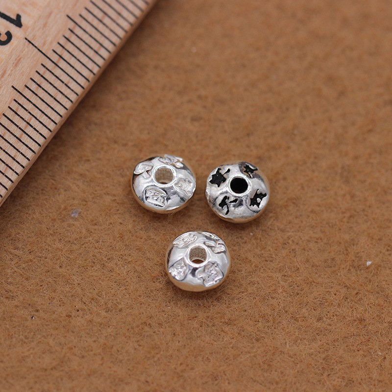 S925 Yintai silver Buddha bead accessories flying saucer beads flat beads diy jewelry accessories