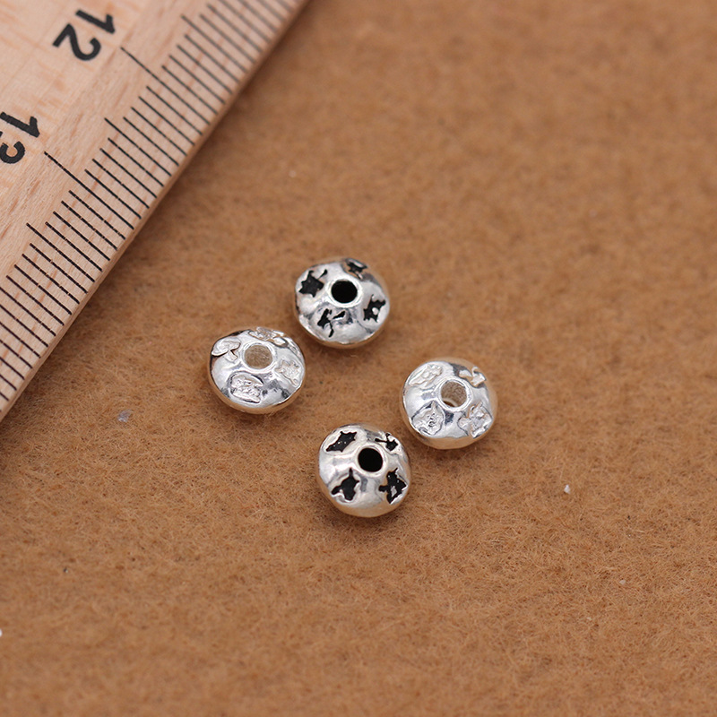 S925 Yintai silver Buddha bead accessories flying saucer beads flat beads diy jewelry accessories