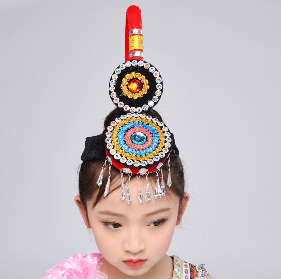 Miao Dance Headdress Yi Yao Tujia Ethnic Minority Performance Color Bells