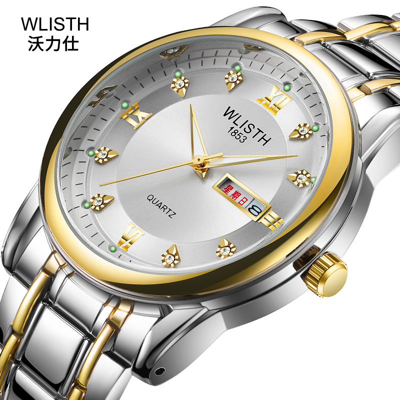 Men&#039;s Watch Waterproof Men&#039;s Watch Steel Belt Double Calendar Quartz Watch Vintage Watch NonAnalog Watch Whole