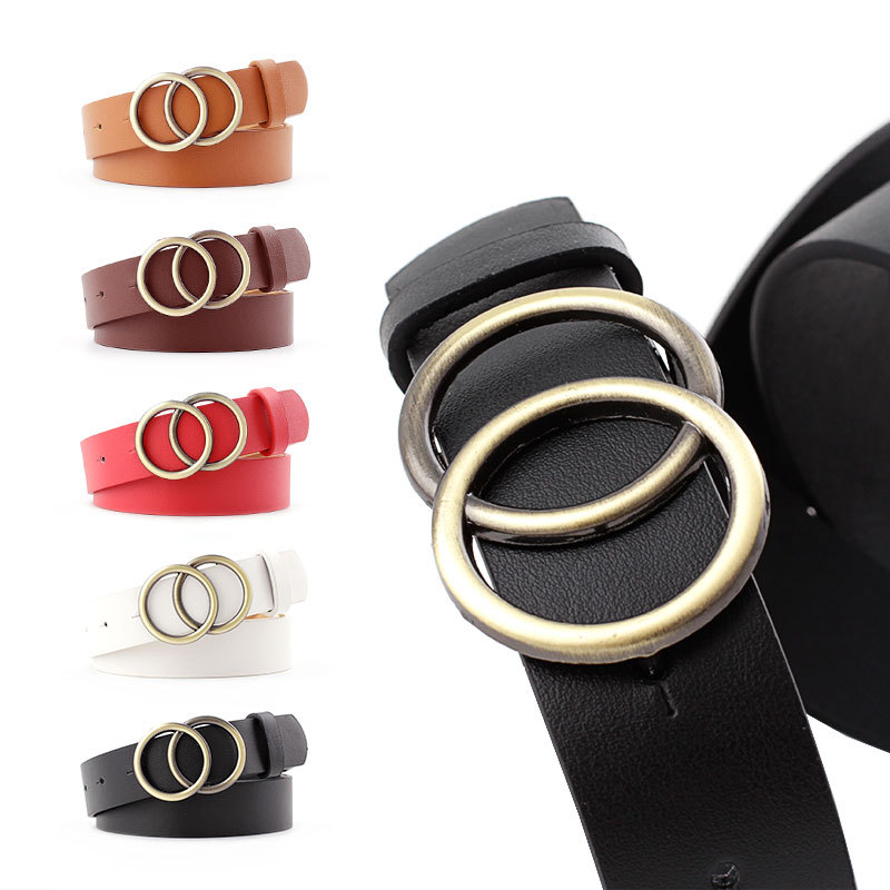 2019 New CrossBorder round Buckle Waistband Women&#039;s Casual Leather Belt Women&#039;s Jeans Belt Fashion Dress Belt