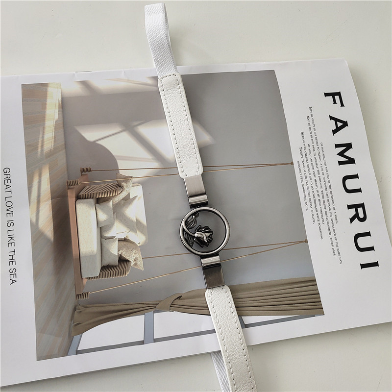 Belt Iron Rose Thin Belt Female Ornament Waist Seal with Skirt Retro Elastic Elastic Narrow Belt All-Match Waist Black