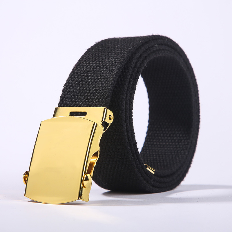 Korean Style Alloy Automatic Buckle Nylon Fabric Belt Casual Couple Belt Men&#039;s and Women&#039;s Black Belt Factory Direct Sales