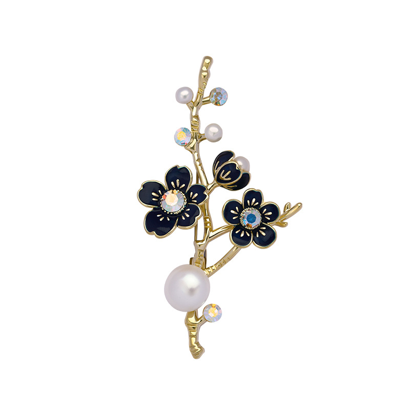 2021 New Retro Elegant Plum Brooch Real Gold Plating High-End Brooch Pin Clothing Accessories Wholesale Delivery