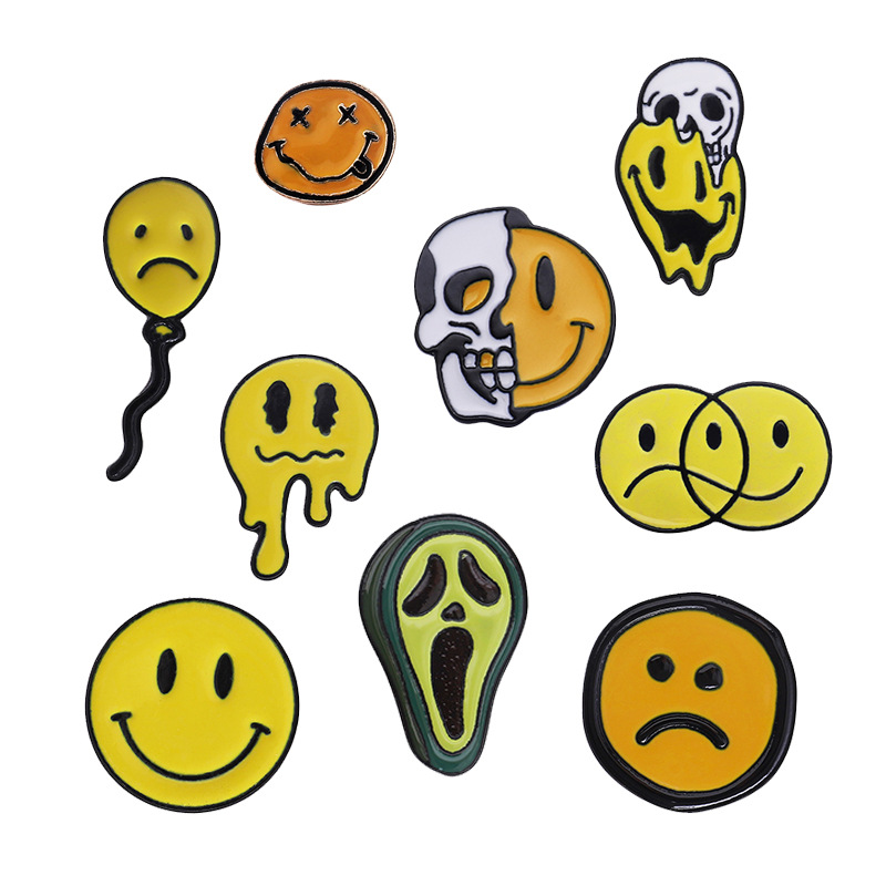 Smiley Face Facial Expression Avocado Balloon Crying Face Facial Expression Brooch Oil Alloy HighEnd Cartoon Brooch