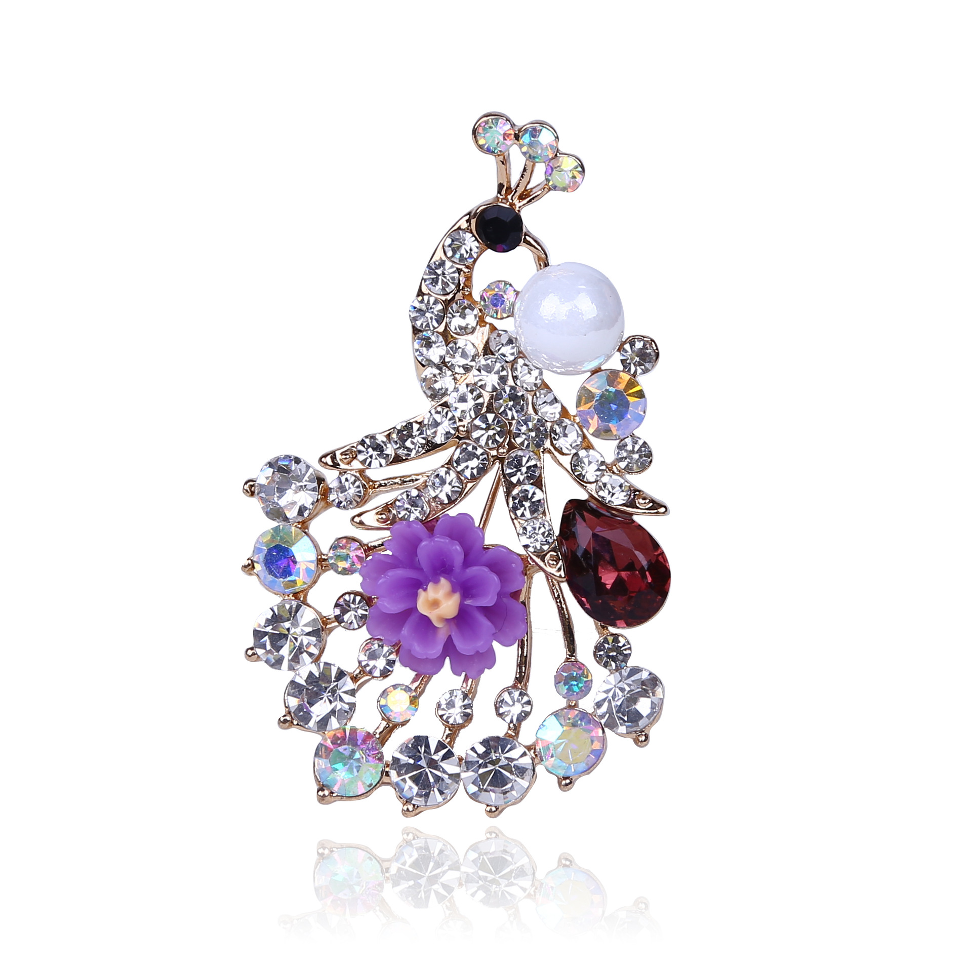 Korean version of high-grade environmental alloy flower brooch crystal glass simple brooch brooch flowers hot style brooch