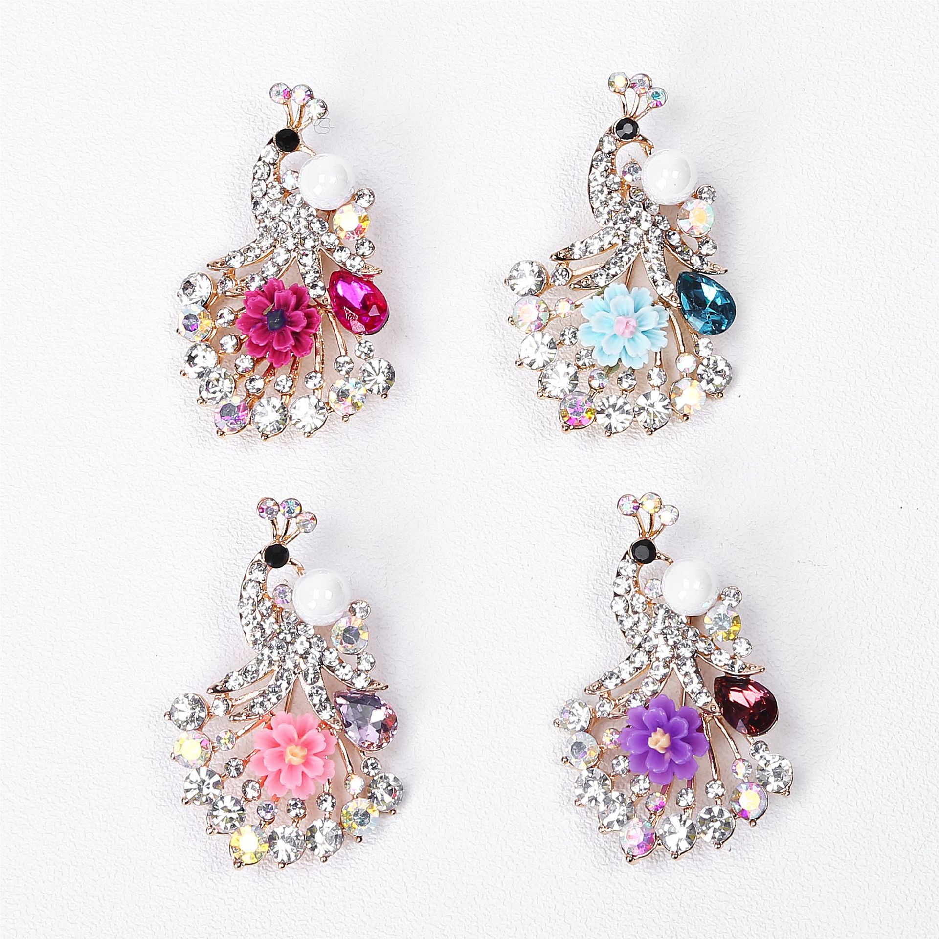 Korean version of high-grade environmental alloy flower brooch crystal glass simple brooch brooch flowers hot style brooch