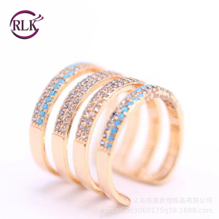 Factory Direct Sales Hot Selling Finger Ring European and American Unisex Zircon Clothing Accessory Bracelet Ring Wholesale