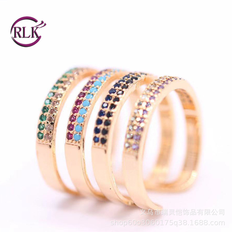 Factory Direct Sales Hot Selling Finger Ring European and American Unisex Zircon Clothing Accessory Bracelet Ring Wholesale