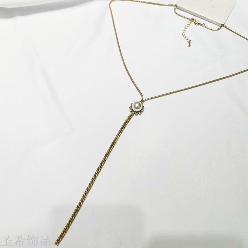 Pearl sweater chain long chain Y word sweater chain new 2020 necklace ins simple versatile sweater chain long chain
