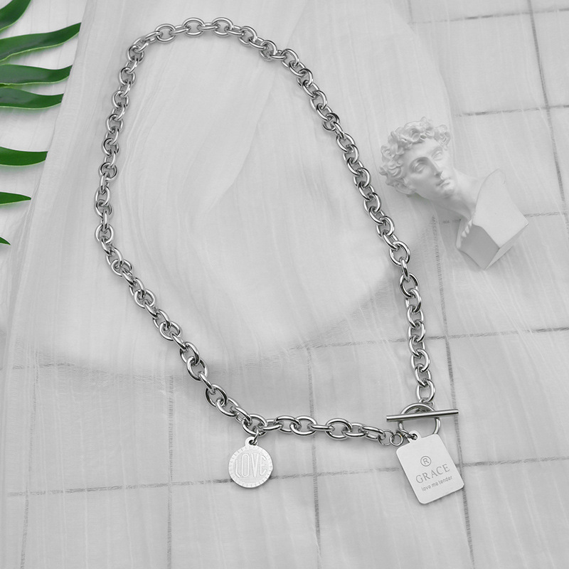 European and American Ins Retro Aloofness Style Titanium Steel Necklace Female Personality Multi-Layer Stainless Steel Clavicle Chain Internet Celebrity Simple Jewelry