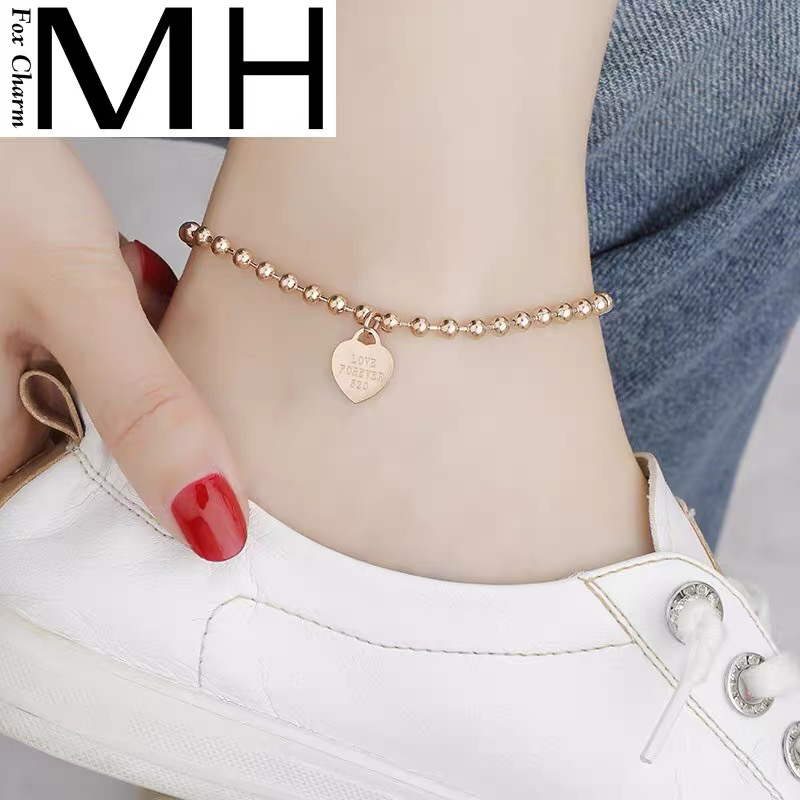 Niche design anklet Korean version of 18K rose gold simple sexy personality joker women&#039;s titanium steel love anklet