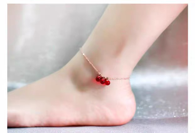 Titanium steel anklet fashion trend casual style Titanium steel rose gold anklet children sexy Korean version simple personality