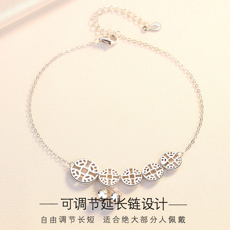 925 Sterling Silver Anklet Women&#039;s Ancient Style Sexy Anklet Rose Gold Plated Copper Coin Ankle Chain with Sound