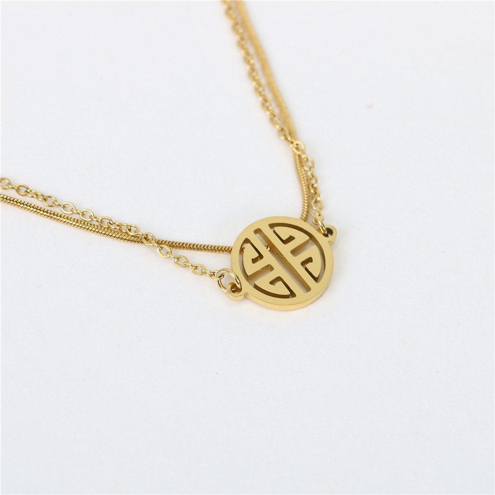 Elegant Lucky Double Layer Blessing Card Bracelet Female Ins Special-Interest Design Simple Personality Girlfriends Non-Fading Anklet Ornament