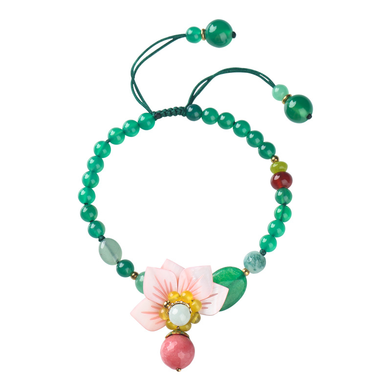 Green Agate Jade Anklet Female Handmade Ancient Style Foot Ornaments Sexy Minimalist Versatile Mori Ankle Chain Yunnan Jade Anklet