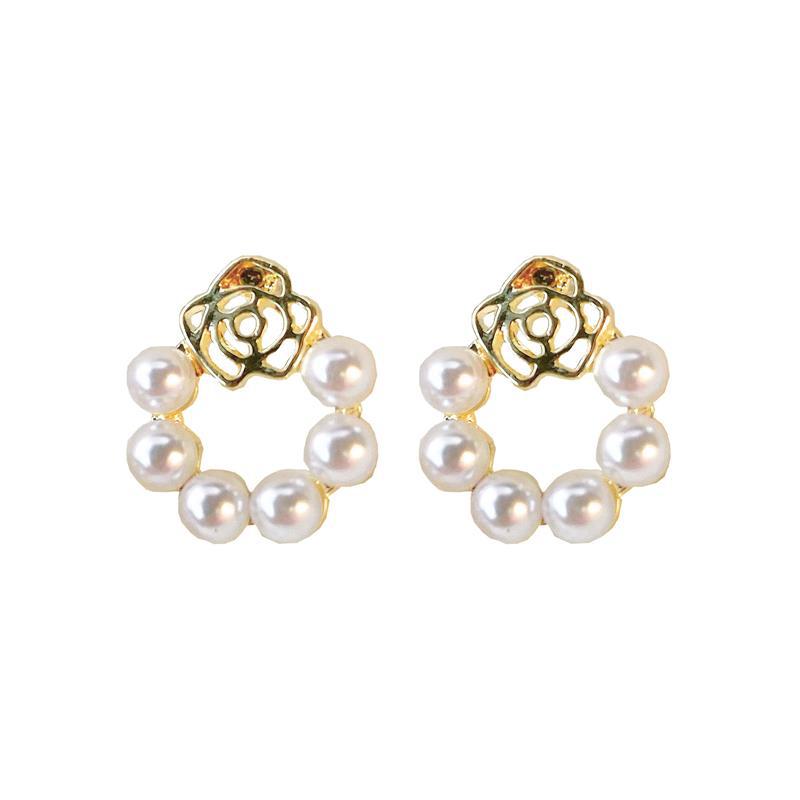 Sterling Silver Needle Stud Earrings for Women Korean Style New Temperament Wild Bow Earrings Simple Pearl Earrings Ear Studs Wholesale