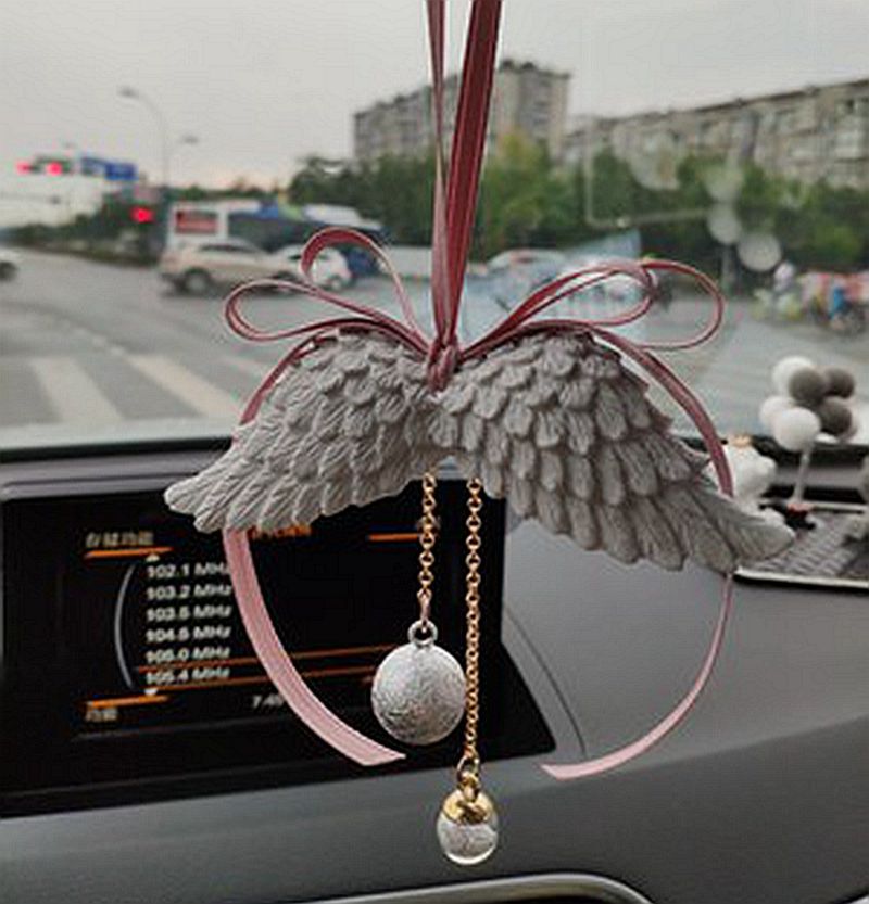 Car Perfume Accessories Aromatherapy Pendant Angel Wings Pendant Water Sound Bell Flower Shop Fragrant Stone Gift