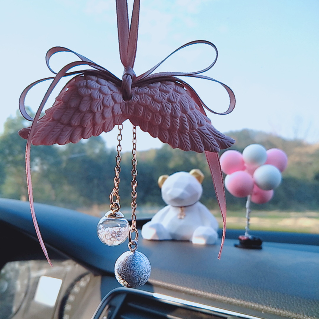 Car Perfume Accessories Aromatherapy Pendant Angel Wings Pendant Water Sound Bell Flower Shop Fragrant Stone Gift
