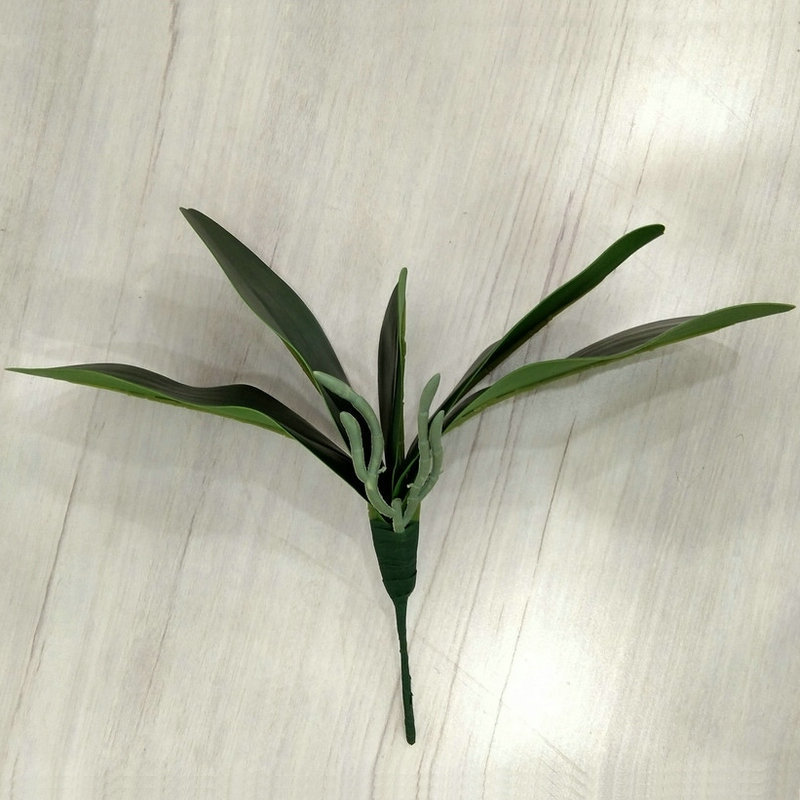 Artificial Flower Arrangement Phalaenopsis Leaf Hand-Feel Pu Green Leaf Silk Flower Arrangement Accessories Green Plant