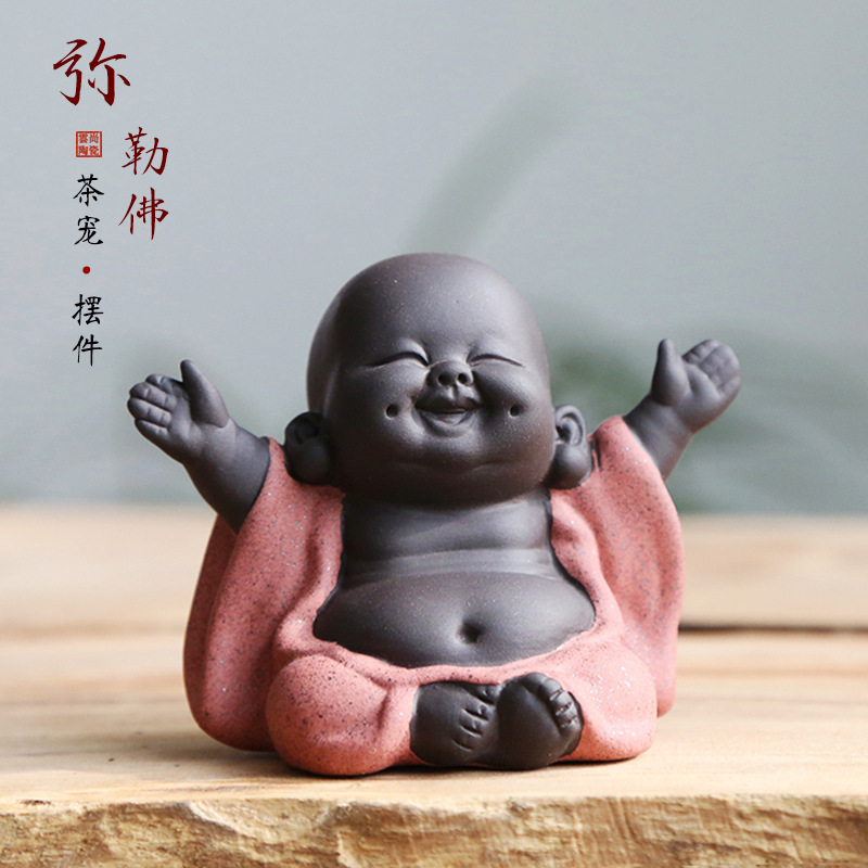 Buddha Can Raise Tea Ornaments Boutique Yixing Violet Sand Pottery Flower Pot Decoration Tea Set Tea Set Accessories