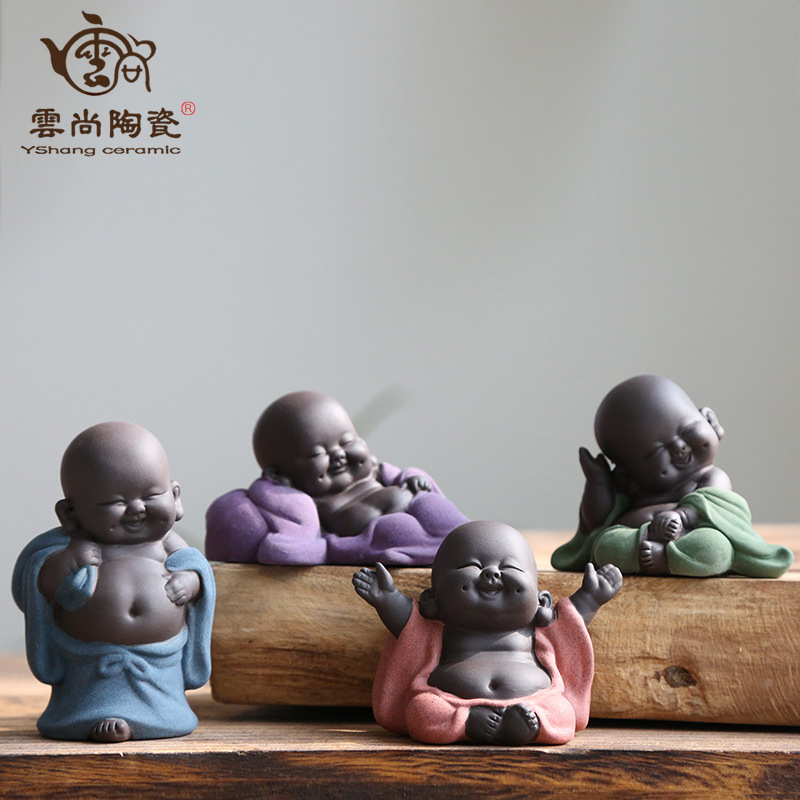 Buddha Can Raise Tea Ornaments Boutique Yixing Violet Sand Pottery Flower Pot Decoration Tea Set Tea Set Accessories
