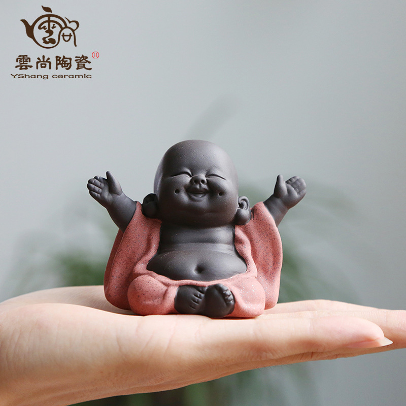 Buddha Can Raise Tea Ornaments Boutique Yixing Violet Sand Pottery Flower Pot Decoration Tea Set Tea Set Accessories