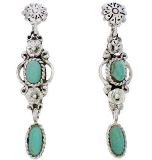 Rongyu New Retro Decorative Flowers Turquoise Earrings European and American Thai Silver Red Coral Turquoise Earrings