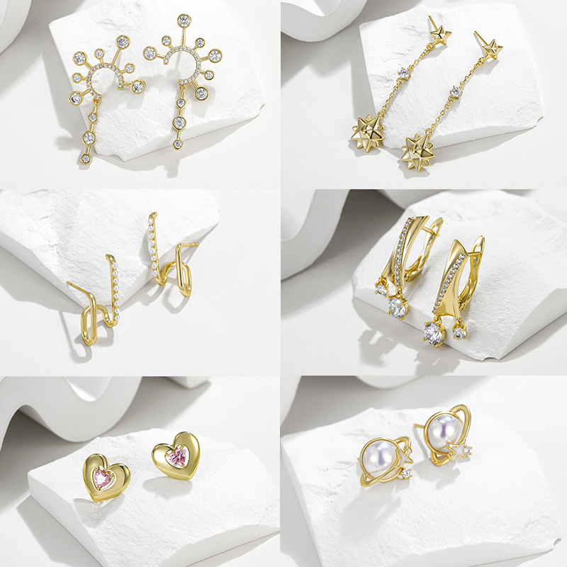 Xuping Jewelry South Korea Dongdaemun Autumn and Winter Vintage Pearl Earrings European and American Personalized Love Planet Earrings for Women