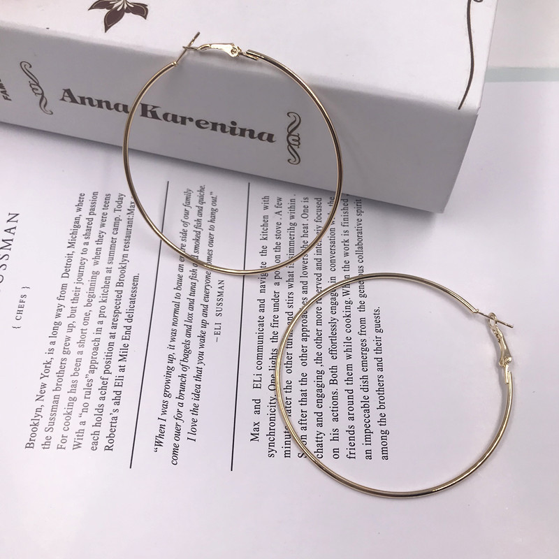 Golden Circle Big Earrings European and American Exaggerated Big Ear Ring Fashionable All-Match Hoop Earrings Yuan Store Jewelry Supply