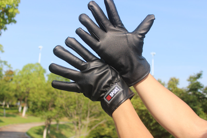 Pu Gloves Fall Winter Men Leather Gloves Faux Deerskin plus Velvet Gloves Waterproof and Windproof Thick Cycling Gloves Wholesale