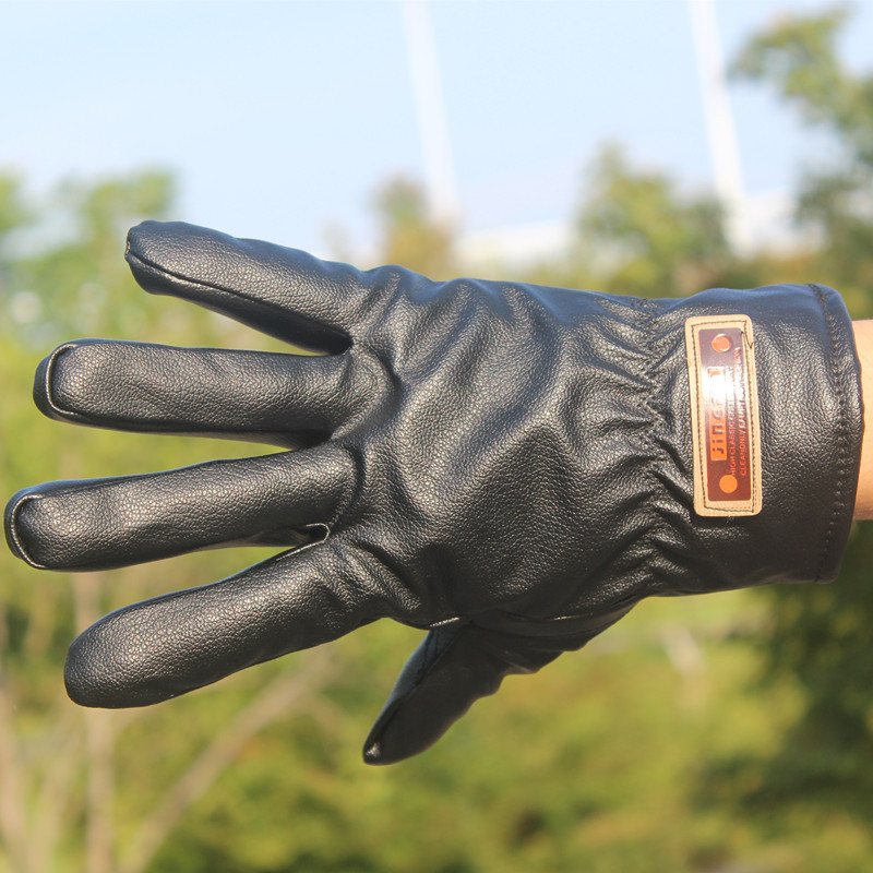 Pu Gloves Fall Winter Men Leather Gloves Faux Deerskin plus Velvet Gloves Waterproof and Windproof Thick Cycling Gloves Wholesale